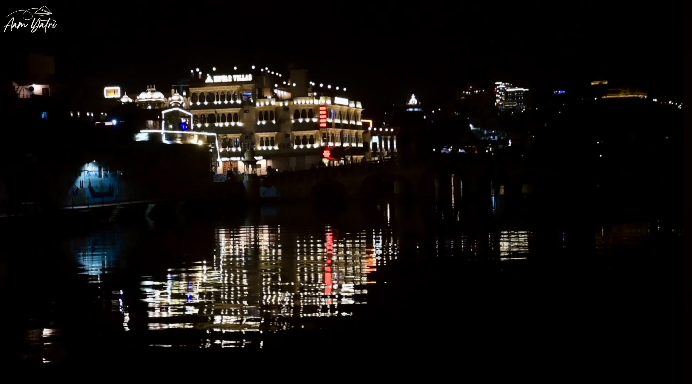 Night view of Udaipur lake